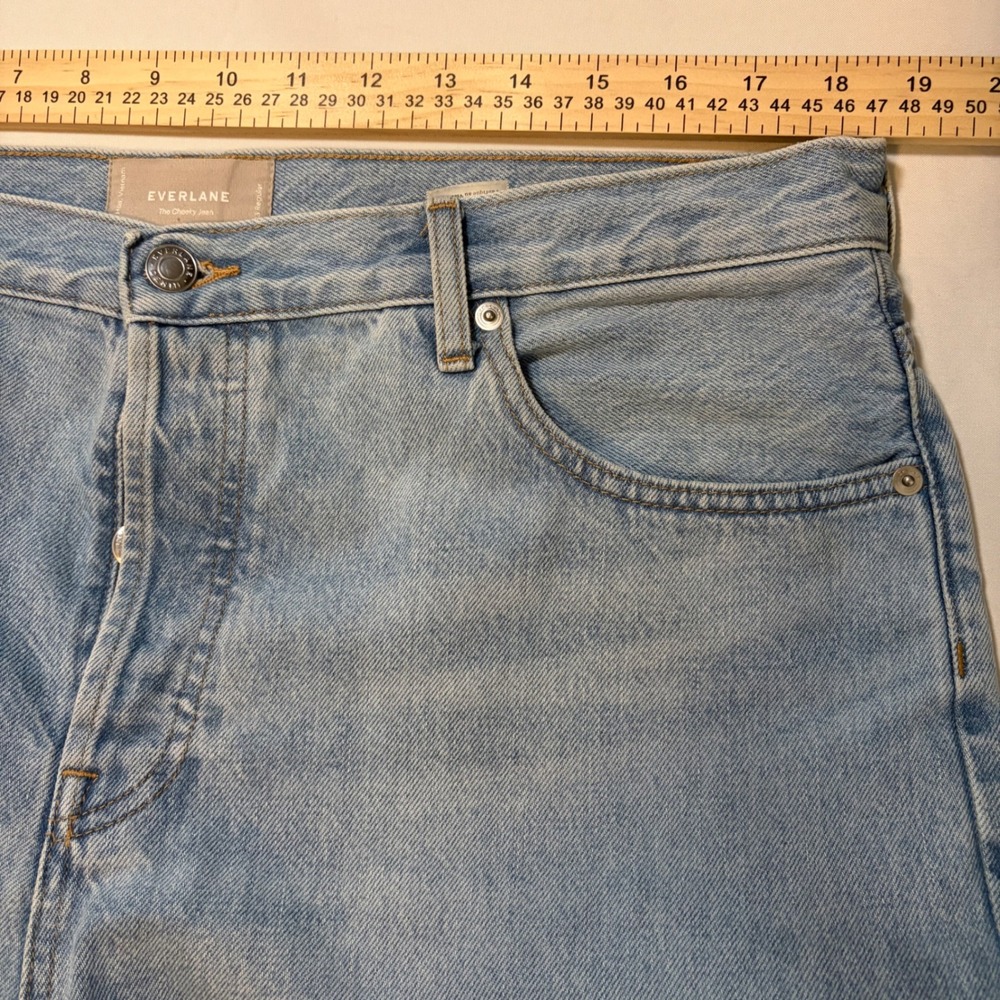 Everlane The Cheeky Jean Light Wash Blue High Rise Straight Leg Denim Size 33 R - Picture 9 of 12